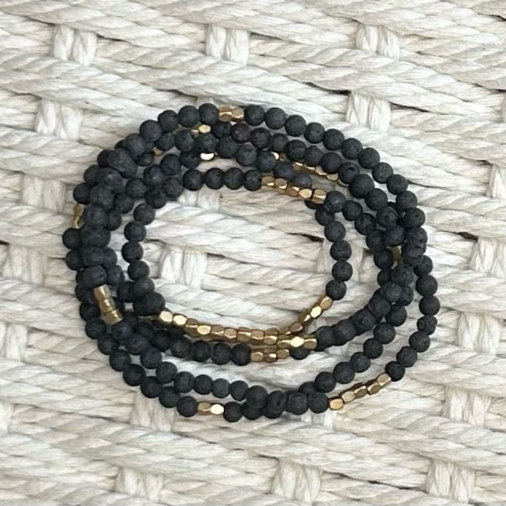 🔥LAVA and Gold Beaded Layered Bracelet